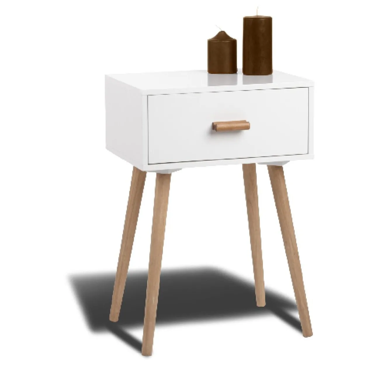 Table de chevet Bergen blanche 1 tiroir