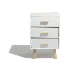 Table de chevet Bergen blanche 3 tiroirs