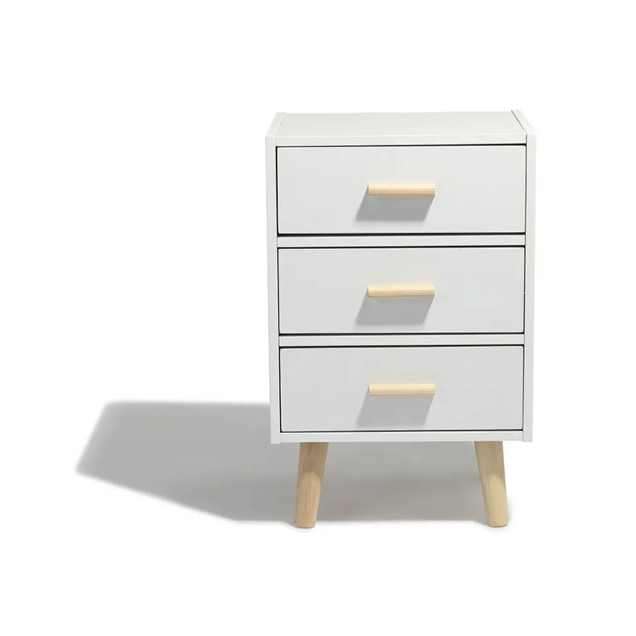 Table de chevet Bergen blanche 3 tiroirs
