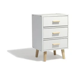 Table de chevet Bergen blanche 3 tiroirs