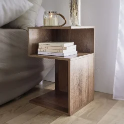 Table de chevet Bout de canapé - 2 niches marron 33x29xH50 cm