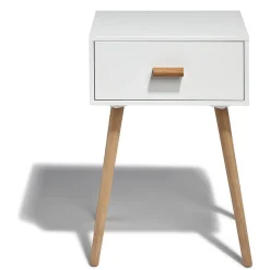 Table de chevet carré Bergen blanc naturel