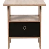 Table de chevet Utah naturelle et noire 1 tiroir et 1 niche