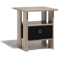 Table de chevet Utah naturelle et noire 1 tiroir et 1 niche