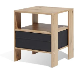 Table de chevet Utah naturelle et noire 1 tiroir et 1 niche