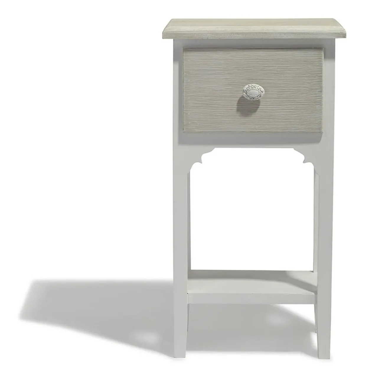 Table de chevet Venise blanche 1 tiroir et 1 étagère