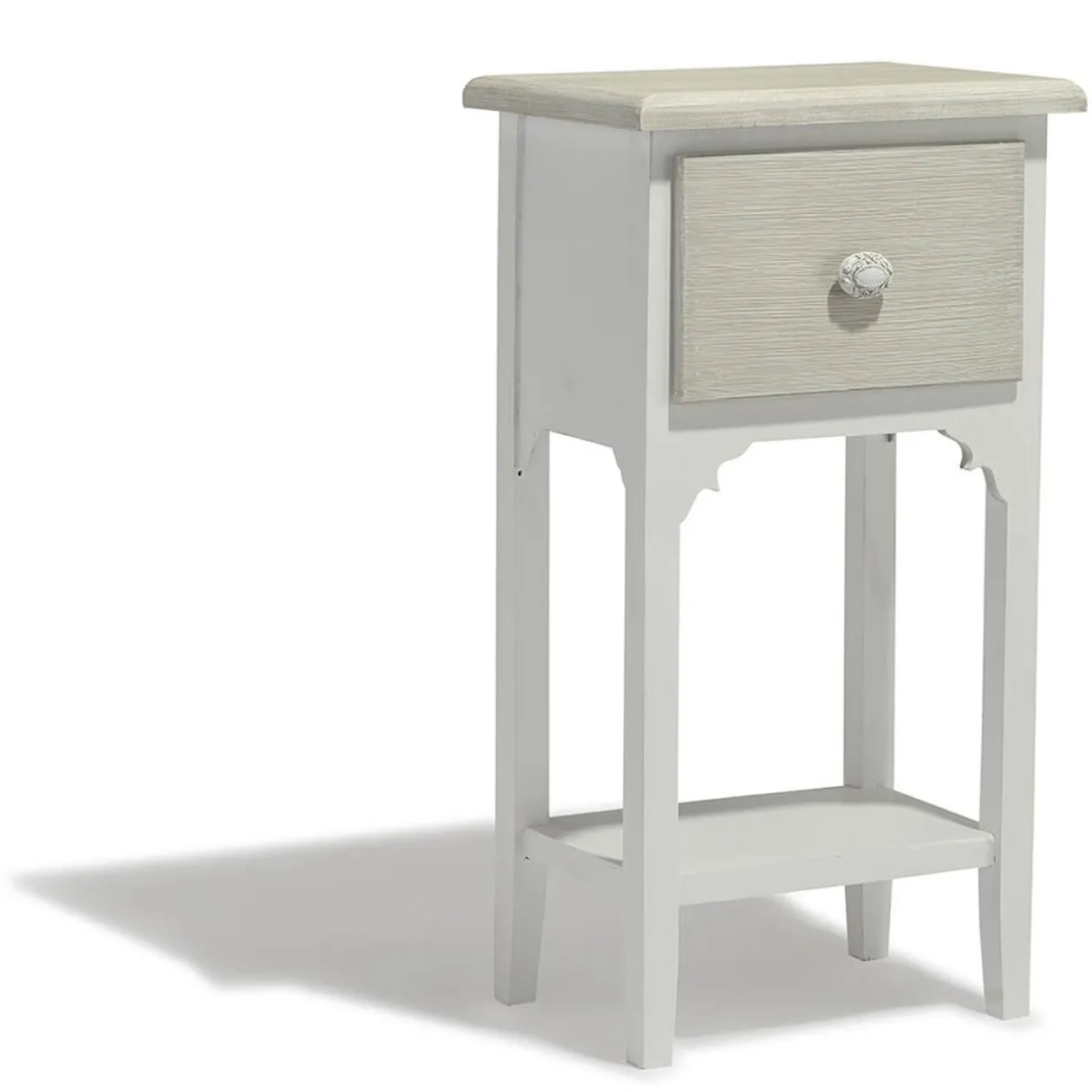 Table de chevet Venise blanche 1 tiroir et 1 étagère
