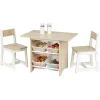 Table de jeux avec 2 chaises bois blanc naturel