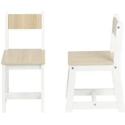 Table de jeux avec 2 chaises bois blanc naturel