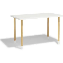 Table et deux chaises Célia bois clair et blanches