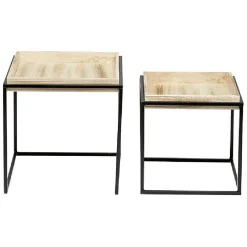 Table gigogne carré noir naturel x2