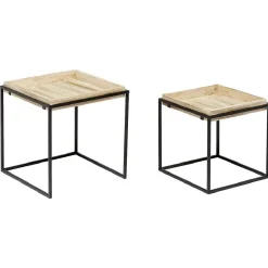 Table gigogne carré noir naturel x2