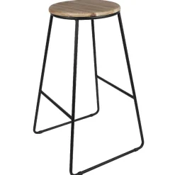 Tabouret de bar assise bois et pied métal 42x42xH70,5cm