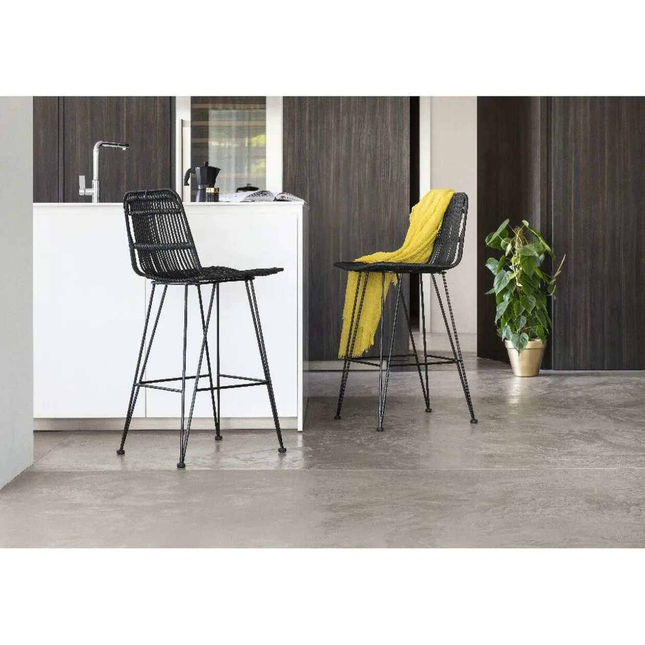 Tabouret de bar Banyan noir x2