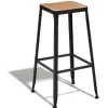 Tabouret de bar Chicago noir et bois x2