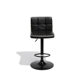 Tabouret de bar King rotatif noir couture blanche