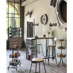 Tabouret de bar Othé noir et bois clair x2