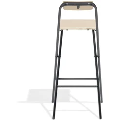 Tabouret de bar pliable en bois Rodin noir et naturel 60x60xH79cm