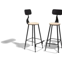 Tabouret de bar Saloon noir et bois