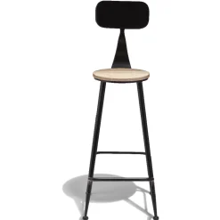 Tabouret de bar Saloon noir et bois