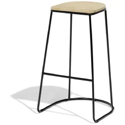 Tabouret de bar 32xH69,5x32cm pin et métal noir