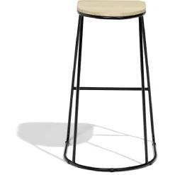 Tabouret de bar 32xH69,5x32cm pin et métal noir