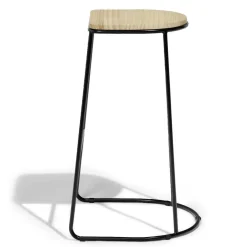 Tabouret de bar 32xH69,5x32cm pin et métal noir