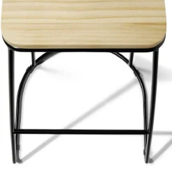 Tabouret de bar 32xH69,5x32cm pin et métal noir