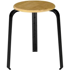 Tabouret en bambou et métal Jack noir naturel L.30 x P.30 x H.45 cm