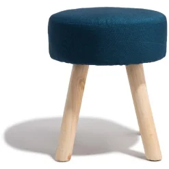 Tabouret Joseph bleu nuit pieds bois