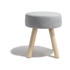 Tabouret Joseph gris clair pieds hêtre naturel Ø34 x H.38 cm