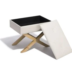 Tabouret Jules blanc avec coffre intégré