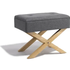 Tabouret Jules gris anthracite avec coffre intégré