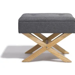 Tabouret Jules gris anthracite avec coffre intégré