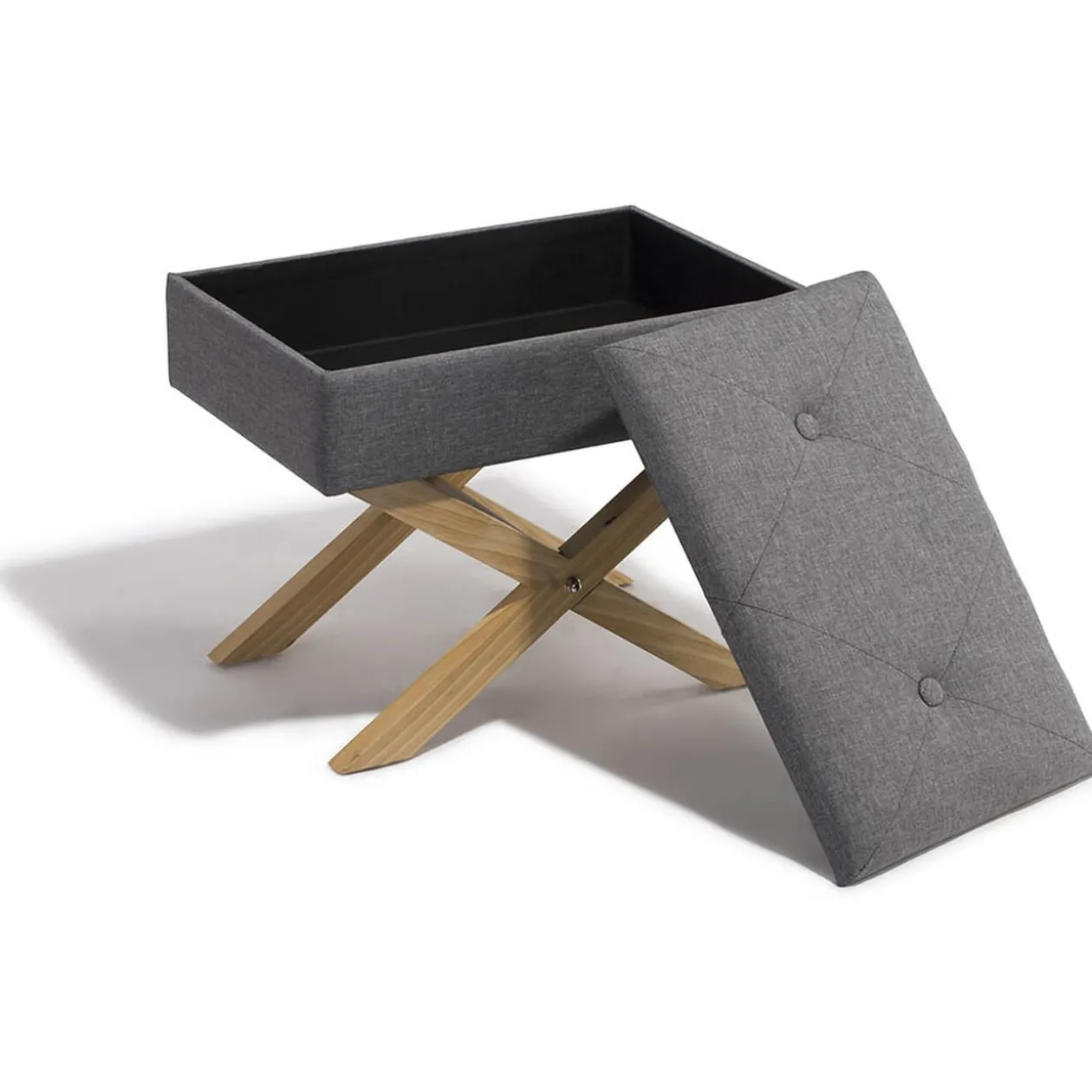 Tabouret Jules gris anthracite avec coffre intégré