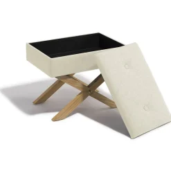 Tabouret Jules taupe avec coffre intégré