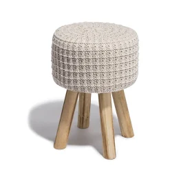 Tabouret Lya écru Ø30 x H.41 cm