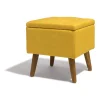 Tabouret Marius jaune moutarde avec coffre intégré