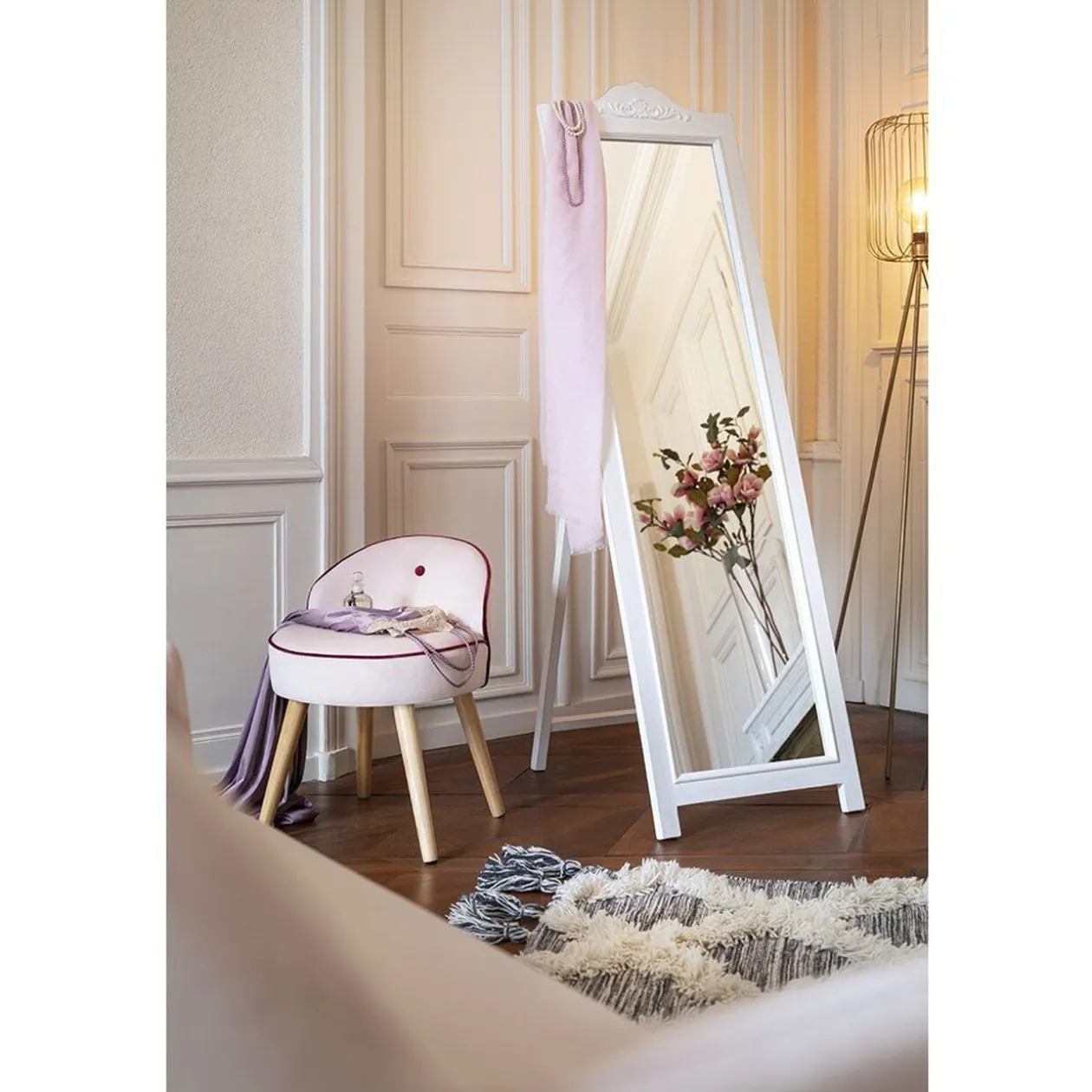 Tabouret Nina rose et bordeaux