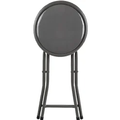 Tabouret pliant Aiden métal et pvc Gris L.30 x P.35 x H.45 cm