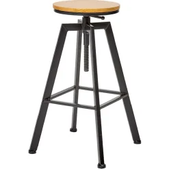 Tabouret rotatif mdf et métal noir naturel