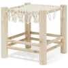 Tabouret Zélie bois et coton effet macramé - L35xP35xH35 cm
