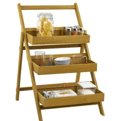 Étagere Paulownia design escabeau en bois 3 niveaux