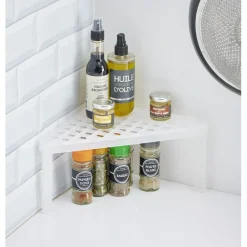 Étagère d'angle cuisine plastique blanc