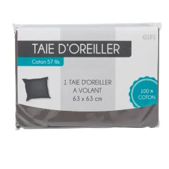 Taie d oreiller gris foncé avec volant