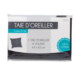 Taie d oreiller noir avec volant
