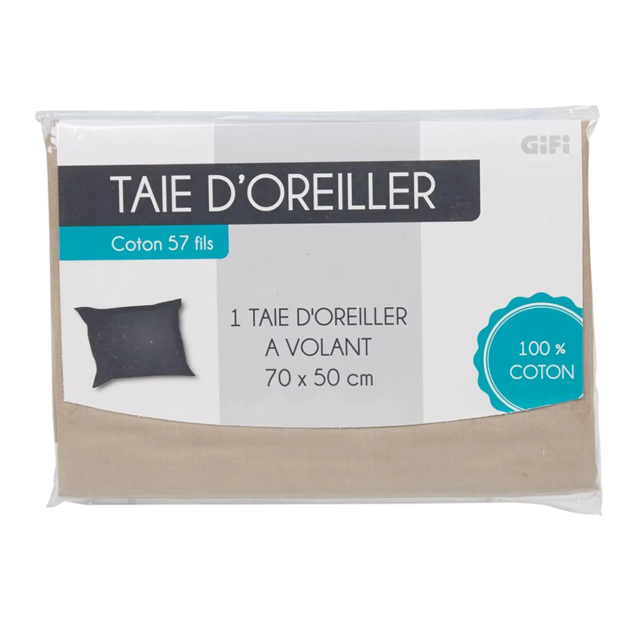 Taie d oreiller taupe avec volant