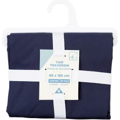 Taie de traversin en coton bleu foncé 185x85 cm
