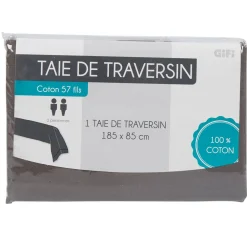 Taie de traversin gris foncé