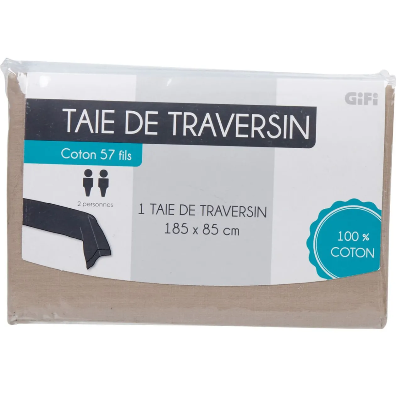 Taie de traversin taupe